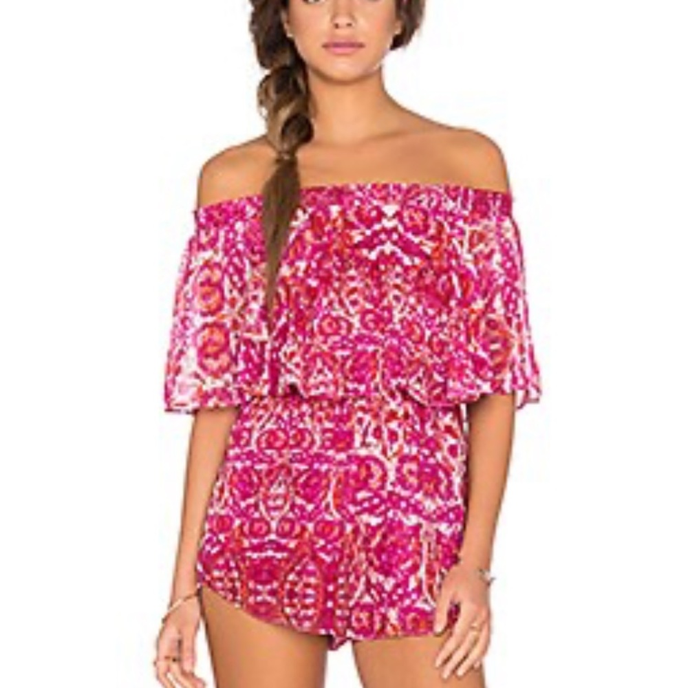 SHOW ME YOUR MUMU Rosarita Romper Shorts in Pomegranate Punch Size Small
